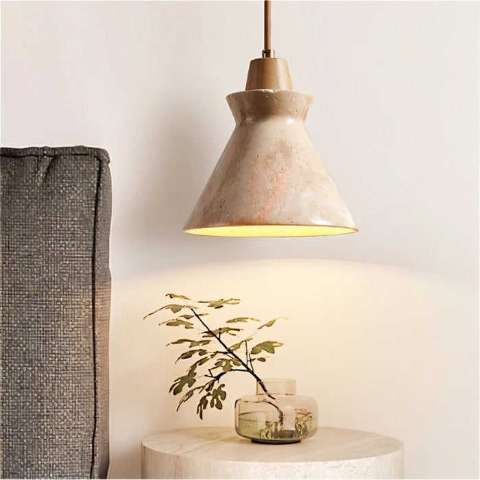 Strata - Lampe suspendue en travertin