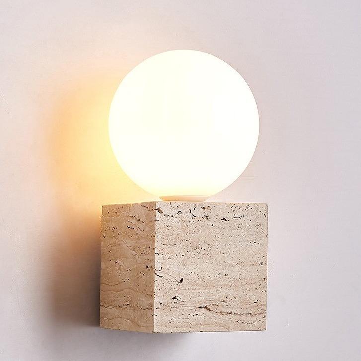 Hikari cube - Applique murale travertin