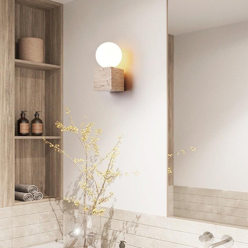 Hikari cube - Applique murale travertin