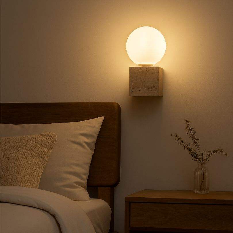 Hikari cube - Applique murale travertin