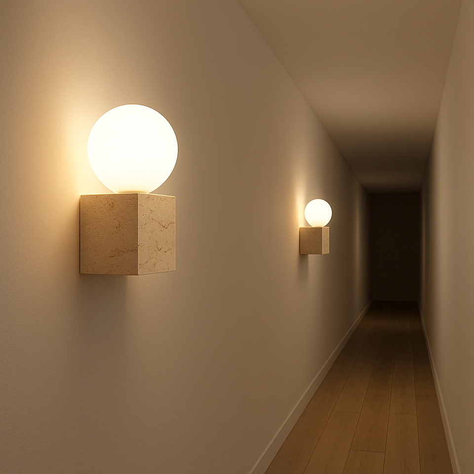 Hikari cube - Applique murale travertin